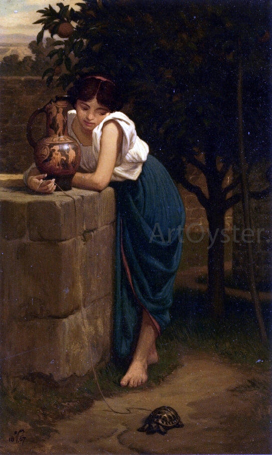  Elihu Vedder Etruscan Girl with Turtle - Art Print