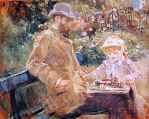  Berthe Morisot Eugene Manet and His Daughter at Bougival - Art Print