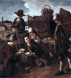  Giacomo Ceruti Evening at the Piazza - Art Print