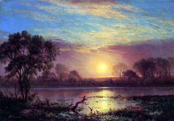  Albert Bierstadt Evening, Owens Lake, California - Art Print