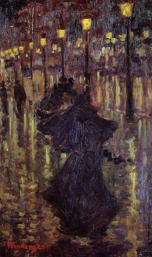  Maurice Prendergast Evening Shower, Paris - Art Print