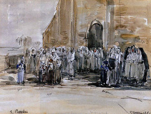  Eugene-Louis Boudin Exiting from Mass at Plougastel - Art Print