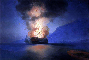  Ivan Constantinovich Aivazovsky Exploding Ship - Art Print