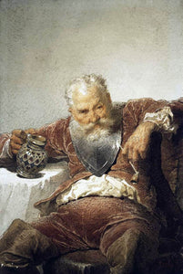  Mihaly Zichy Falstaff with a Tankard of Wine and a Pipe - Art Print