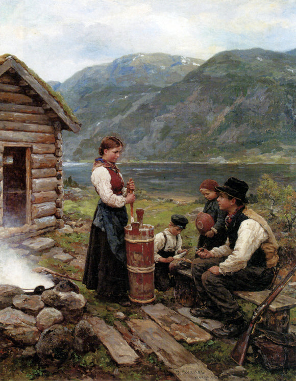  Jahn Ekenaes Familie Norsk Fjordlandskap - Art Print