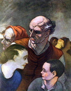  Honore Daumier Family on the Barricades in 1848 - Art Print