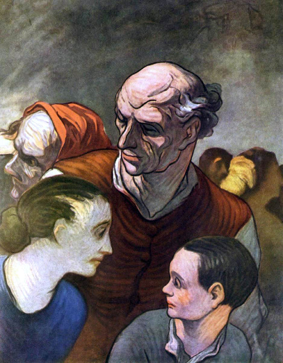  Honore Daumier Family on the Barricades in 1848 - Art Print