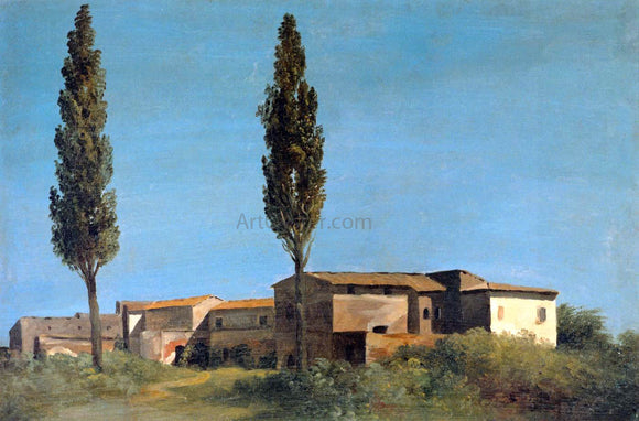  Pierre-Henri De Valenciennes Farm-buildings at the Villa Farnese: the Two Poplar Trees - Art Print
