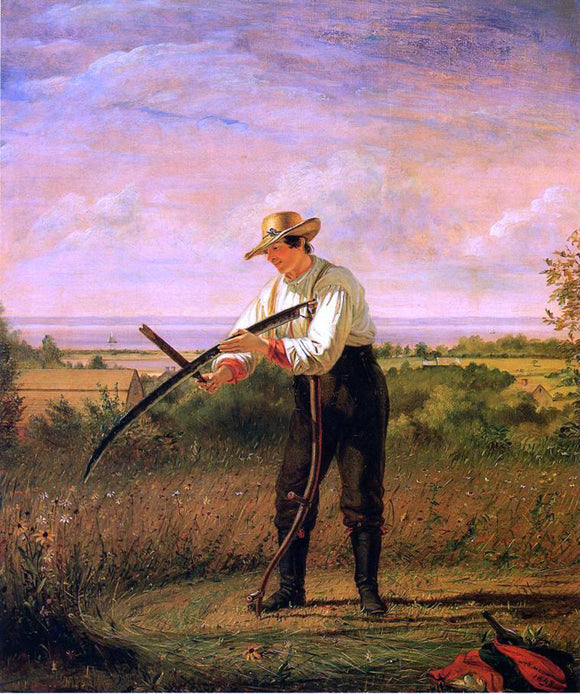  William Sidney Mount Farmer Whetting His Sythe - Art Print