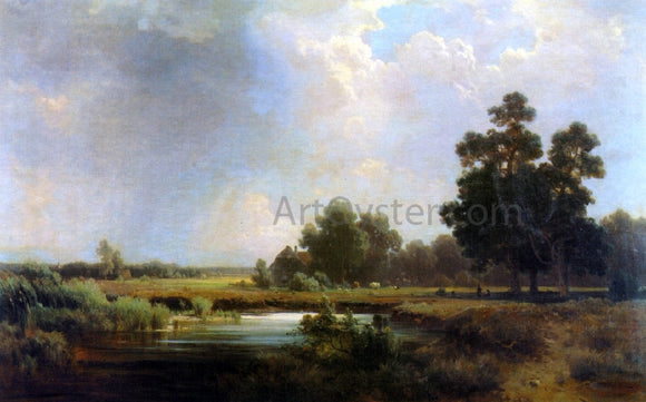  Eduard Schleich Farmhouse by a Pond - Art Print