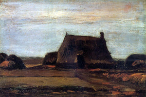  Vincent Van Gogh The Farmhouse with Peat Stacks - Art Print