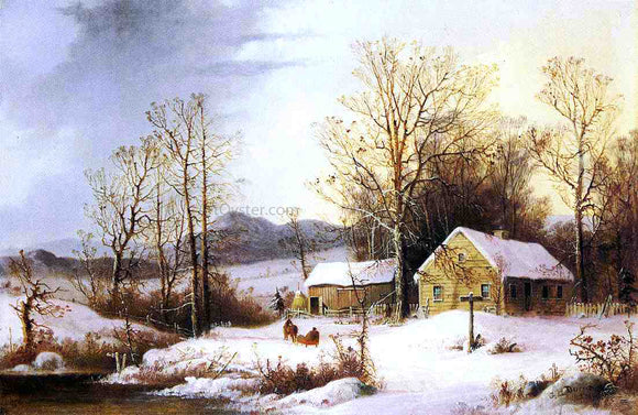  George Henry Durrie Farmstead in Winter - Art Print