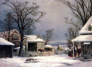  George Henry Durrie A Farmyard, Winter - Art Print