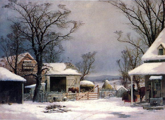  George Henry Durrie A Farmyard, Winter - Art Print