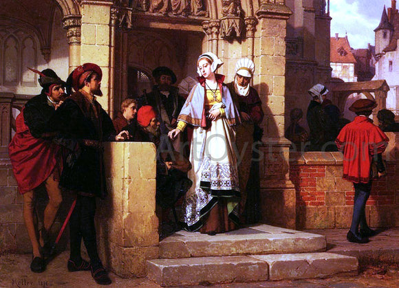  Wilhelm Koller Faust and Mephistopheles Waiting for Gretchen at the Cathedral Door - Art Print
