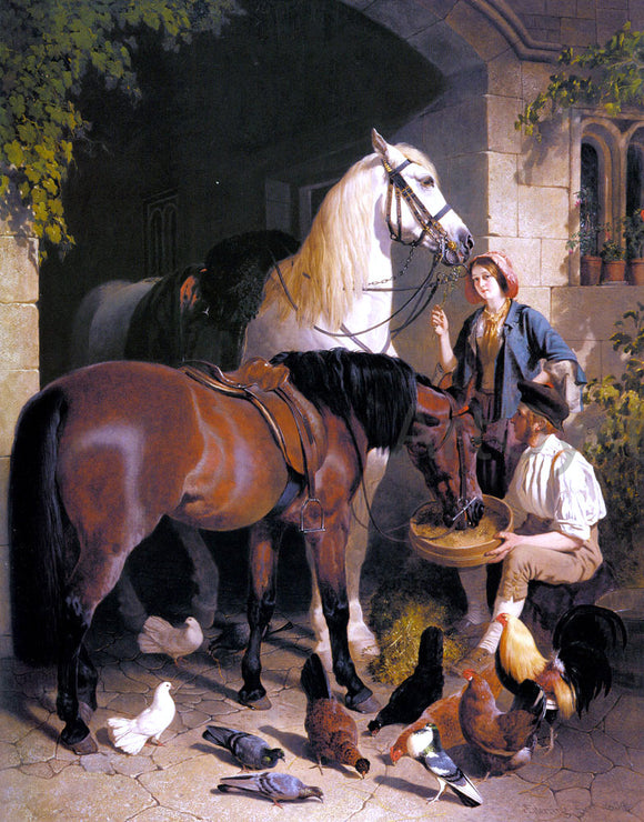  Sr. John Frederick Herring Feeding the Arab - Art Print