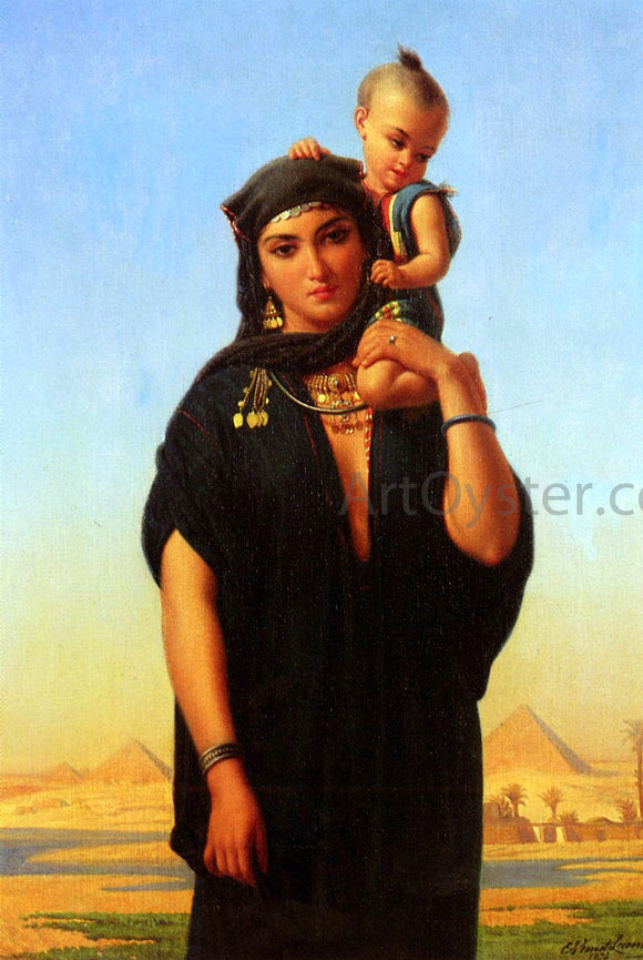  Charles Emile Hippolyte Lecomte-Vernet Femme Fellah Portant Son Enfant (Egypte) - Art Print