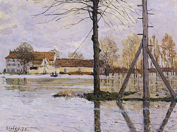  Alfred Sisley Ferry to the Ile-de-la-Loge, Flood - Art Print