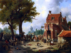  Jacques Francois Carabain Festivities Outside the Inn - Art Print