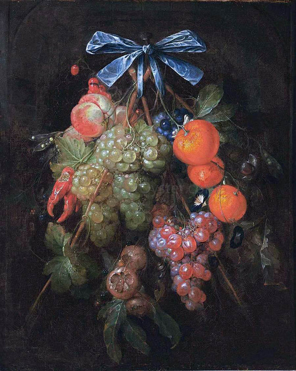  Cornelis De Heem Festoon with Fruit and Flowers - Art Print