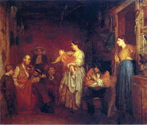  Eastman Johnson Fiddling His Way - Art Print