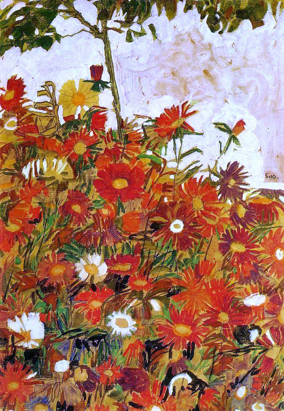  Egon Schiele Field of Flowers - Art Print