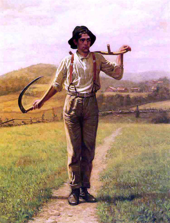  John George Brown Fieldhand with Sythe - Art Print