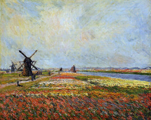  Claude Oscar Monet A Field of Flowers and Windmills near Leiden - Art Print