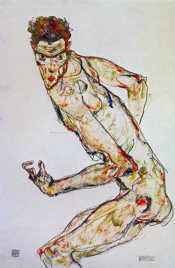  Egon Schiele Fighter - Art Print