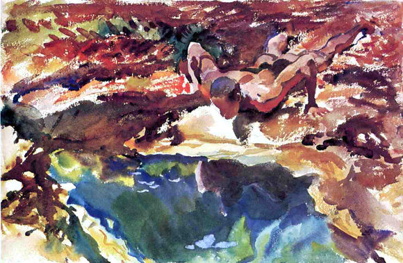  John Singer Sargent Figure and Pool - Art Print