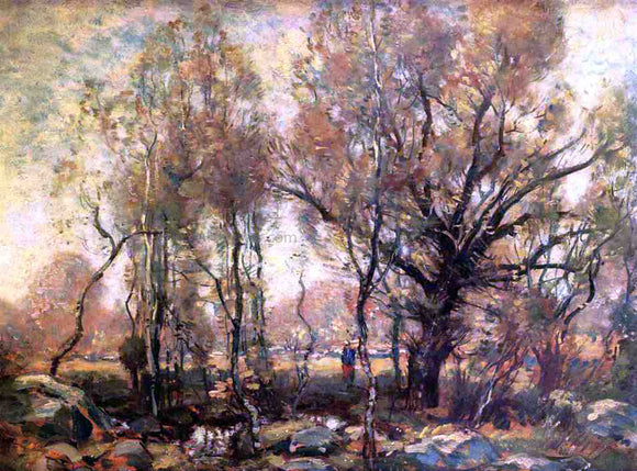  Henry Ward Ranger Figure in a Wooded Landscape - Art Print