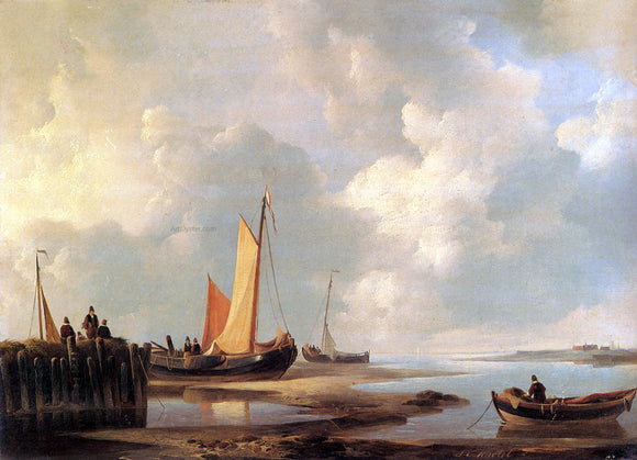  Jan Christianus Schotel Figures At The Shore - Art Print