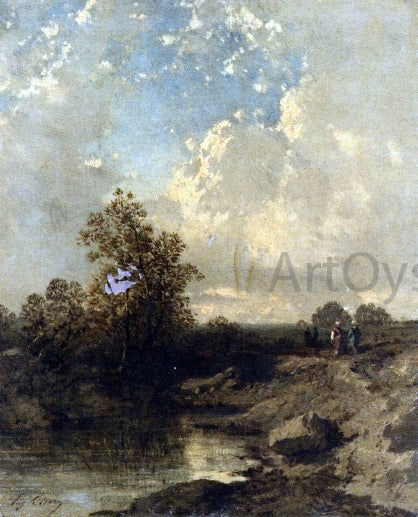  Eugene Ciceri Figures by a Riverbank - Art Print