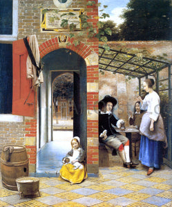  Pieter De Hooch Figures Drinking in a Courtyard - Art Print