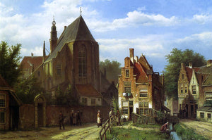  Willem Koekkoek Figures in a Dutch Town - Art Print