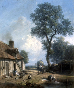 Constant Troyon Figures in a Farmyard - Art Print
