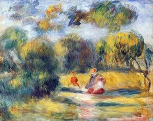  Pierre Auguste Renoir Figures in a Landscape - Art Print