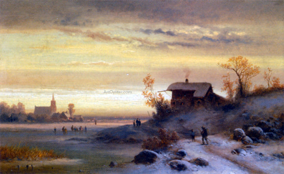  Anton Doll Figures in a Winter Landscape - Art Print