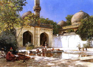  Edwin Lord Weeks Figures in the Courtyard of a Mosque - Art Print