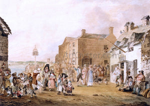  John Nixon Figures on a Street in Dublin - Art Print
