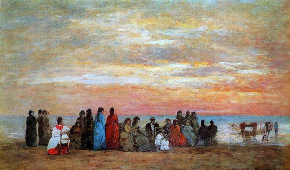  Eugene-Louis Boudin Figures on the Beach at Trouville - Art Print