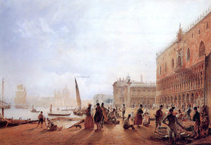  Rudolf Von Alt Figures on the Riva degli Schiavone - Art Print
