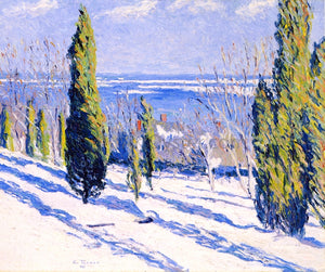  Allen Tucker Fir Tree Shadows on a Snowy Bank - Art Print