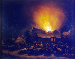  Egbert Van der Poel Fire in a Village - Art Print