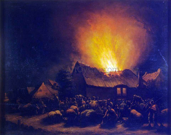  Egbert Van der Poel Fire in a Village - Art Print