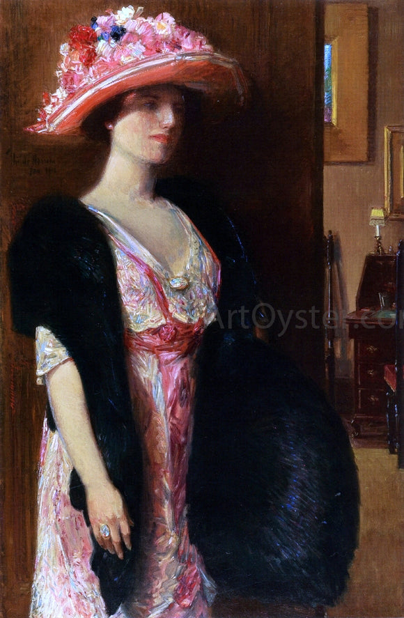  Frederick Childe Hassam Fire Opals (also known as Lady in Furs: Portrait of Mrs. Searle) - Art Print