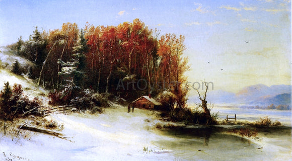  Marie-Francois-Regis Gignoux First Snow Along the Hudson - Art Print