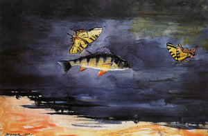  Winslow Homer Fish and Butterflies - Art Print