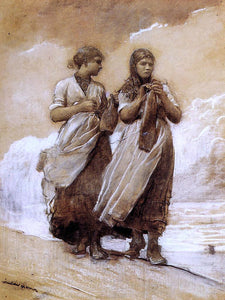  Winslow Homer Fishergirls on Shore, Tynemouth - Art Print