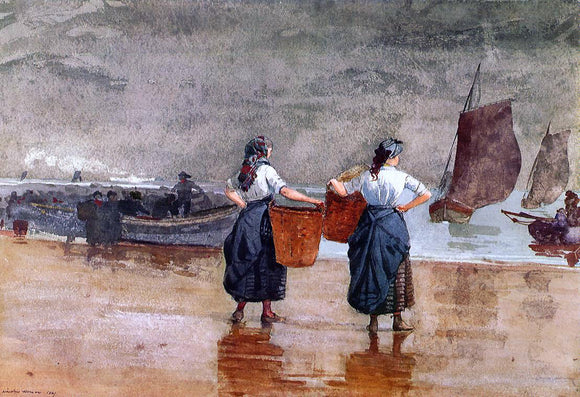  Winslow Homer Fishergirls on the Beach, Tynemouth - Art Print